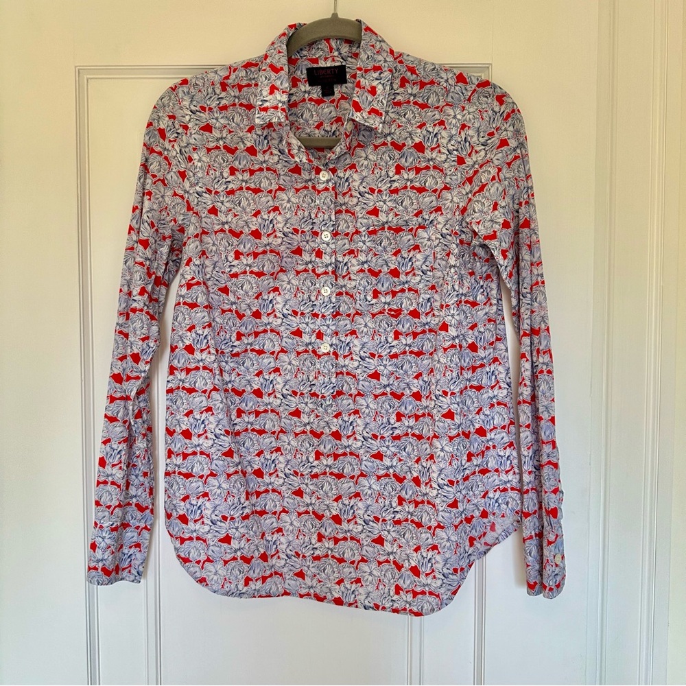 J CREW Liberty of London Women's Matilda Popover Cotton Button Down Shirt Size 2